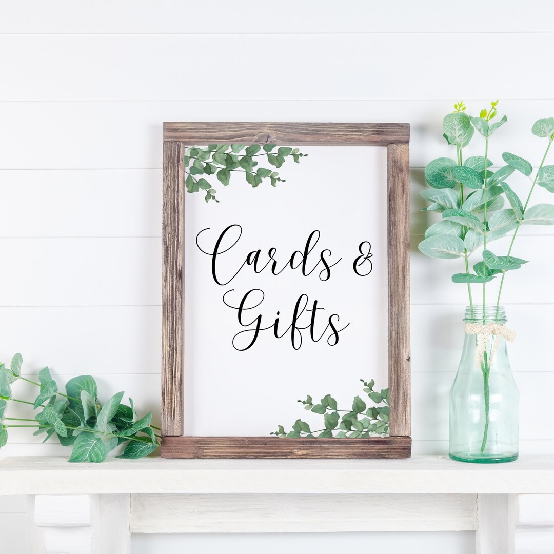 Watercolor Greenery Bridal Shower Sign: Cards and Gifts (DIY Printable ...
