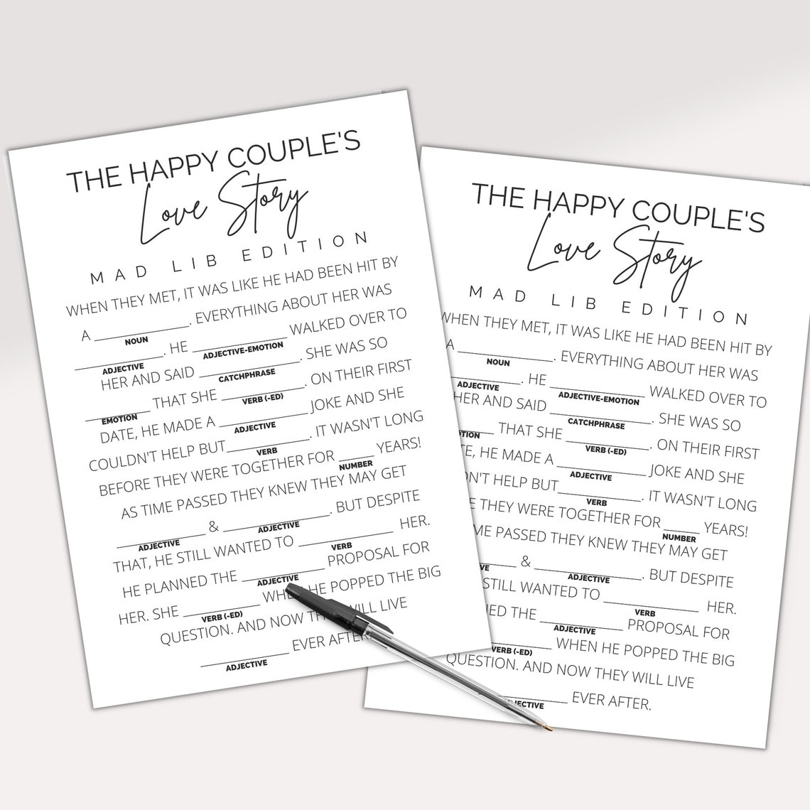 Bridal Mad Libs the Happy Couple's Love Story Mad Lib Edition Printable ...