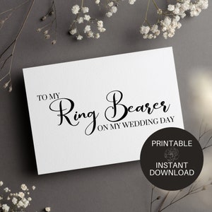 Ring Bearer Gift - Thank You Ring Bearer - To My Ring Bearer on My Wedding Day - Printable Wedding Thank You Card