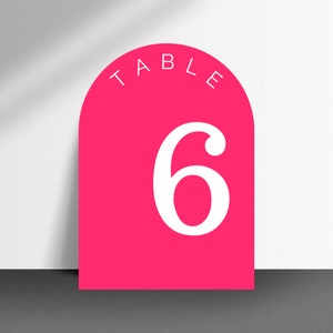Chiffres de table en arc rose bubble-gum - Décoration de table de mariage imprimable - Téléchargement numérique DIY (numéros 1 à 30) - Signalétique de réception moderne