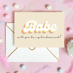Retro Bridesmaid Proposal Card – Groovy "Will You Be My Bridesmaid?" or Maid of Honor – Unique Bridesmaid Gift – Fun Wedding Ask Card