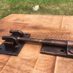 35&quot; steel gate latch, Wrought iron upper door latch, Rustic gate hardware
