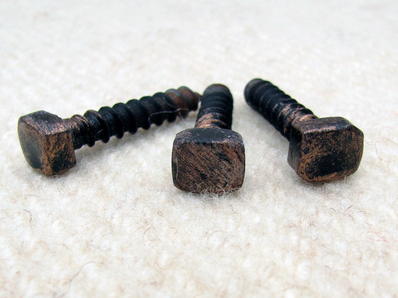 10 SCREWS HAND Blacksmith's Square Head Screws, Wrought Iron