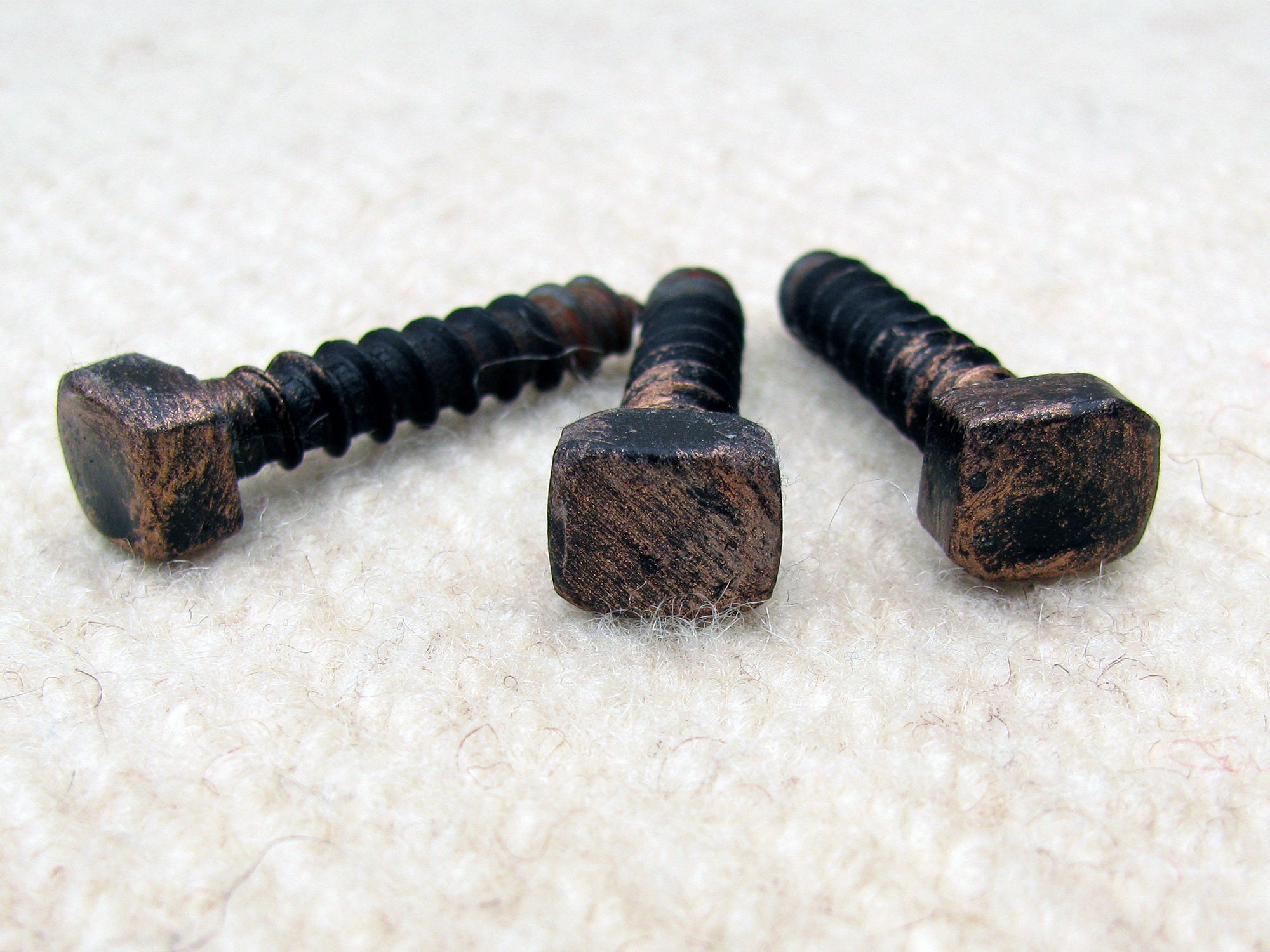 10 SCREWS HAND Blacksmith's Square Head Screws, Wrought Iron
