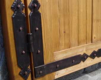 Rustic door hinges-Set of 2, Black door hinges, Barn door hardware, Heavy-duty barn hinges