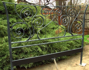 Hand Forged Wrought Iron Bed Headboard: Metal Bed Frame
