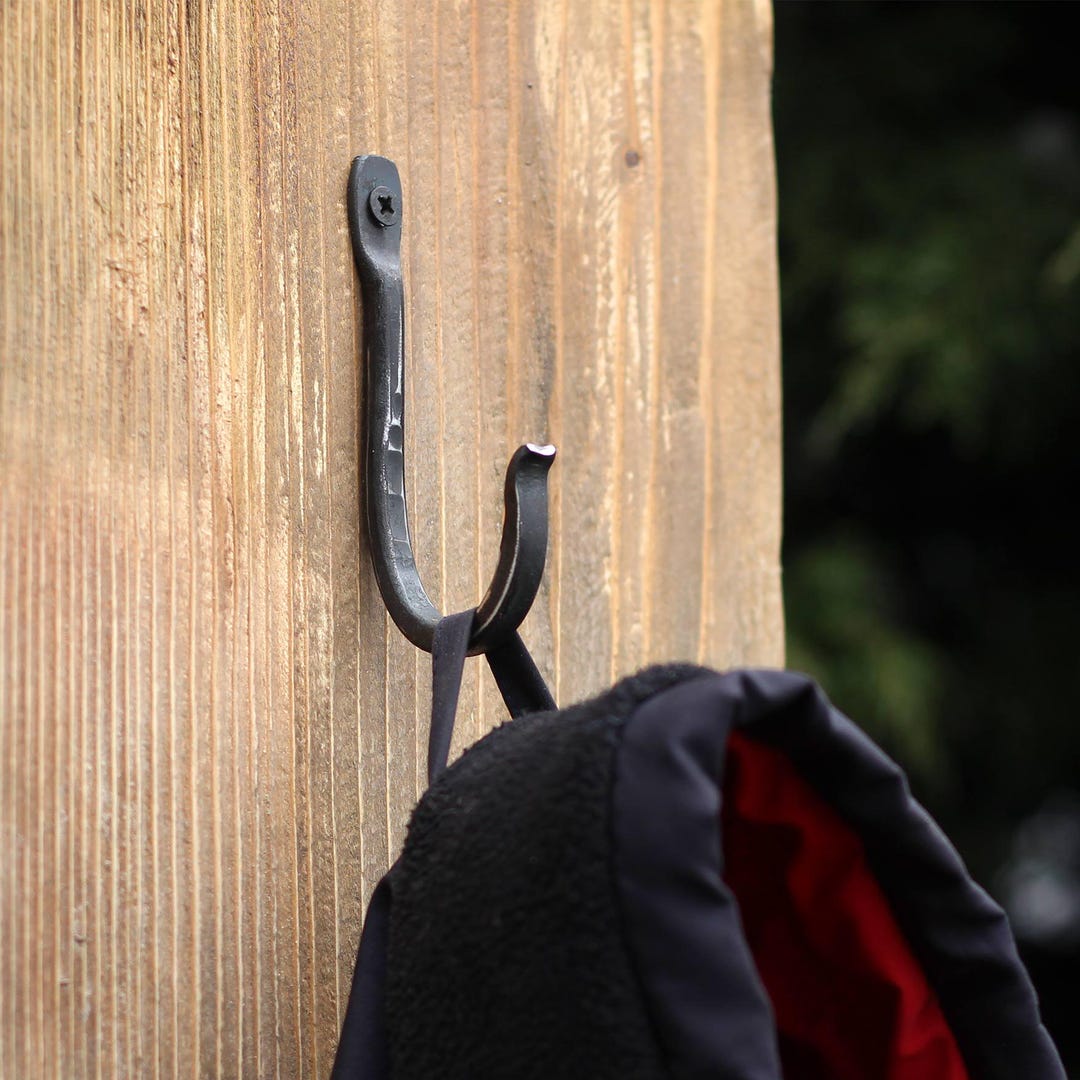 Wall Hook Wrought Iron, Hand Forged Blacksmith — Rustic Coat Hook ...