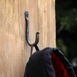 Handmade Wrought Iron Wall Hook: Rustic Farmhouse Decor