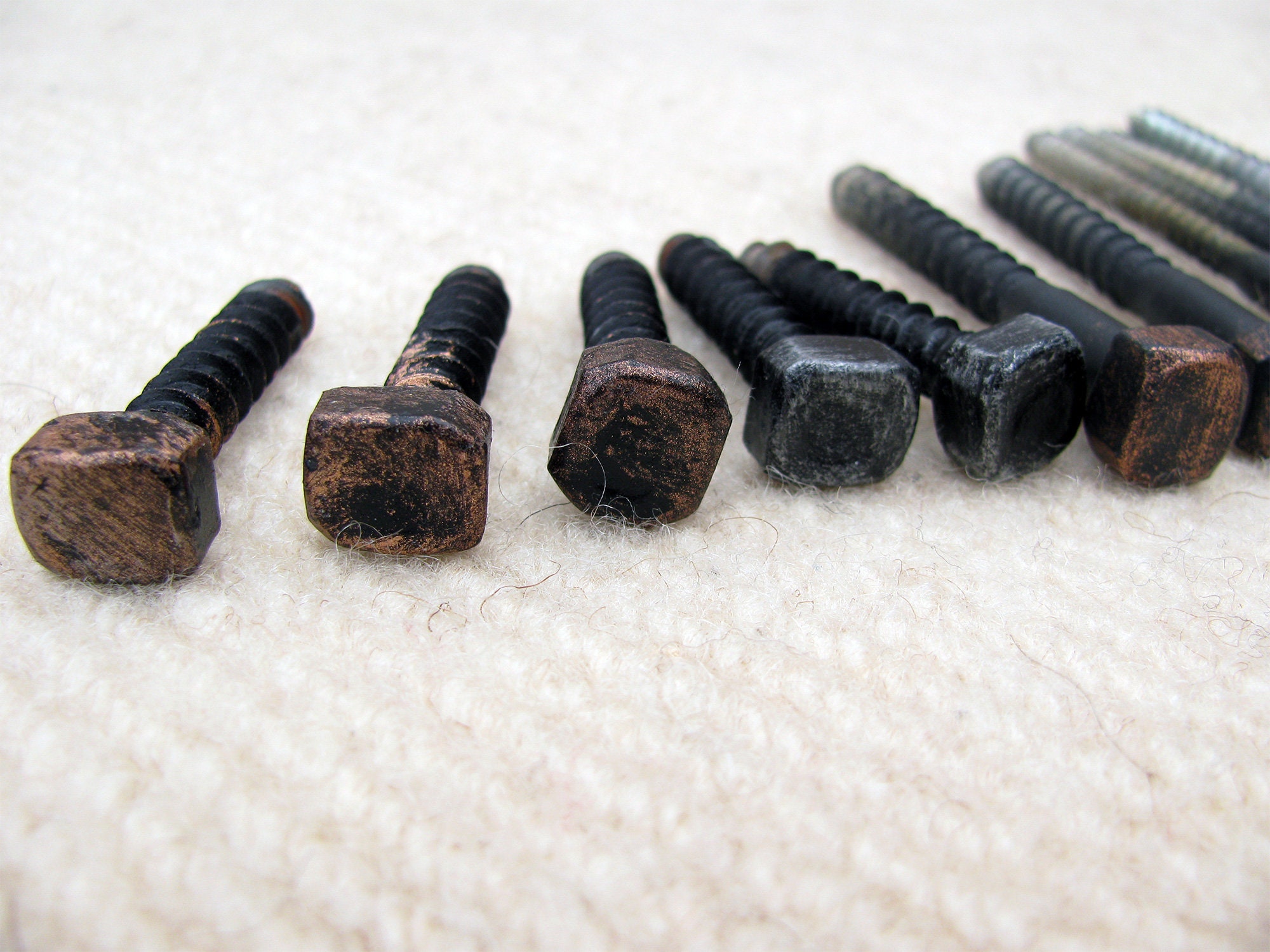 10 SCREWS HAND Blacksmith's Square Head Screws, Wrought Iron