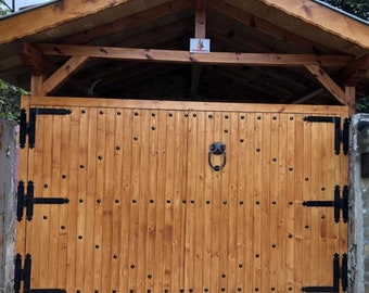 Bisagras de hierro forjado para portón, juego de 3, bisagras de correa de alta resistencia de 49 cm / 19,3"