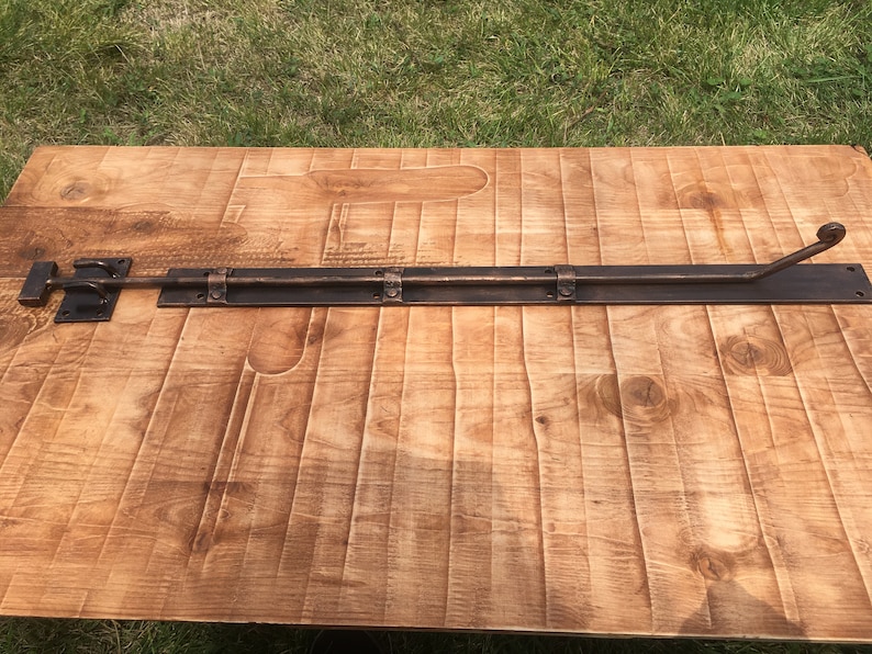 35 Steel Gate Latch, Wrought Iron Upper Door Latch, Rustic Gate