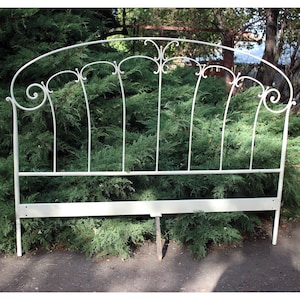 Wrought iron bed headboard, Metal bed headboard, Rustic metal headboard, Vintage metal bed headboard, Hand-forged iron headboard