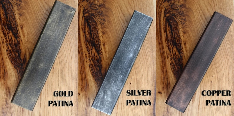 gold, silver and copper patina samples