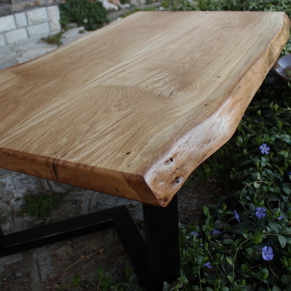 Table basse Live edge, table basse en chêne, table en bois, table rustique