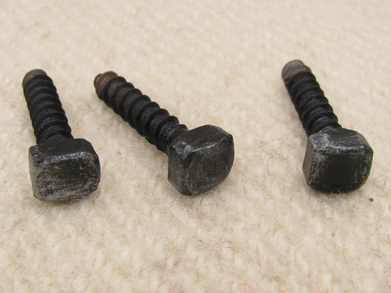 10 SCREWS HAND Blacksmith's Square Head Screws, Wrought Iron