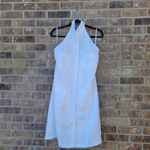 Linen halter white dress - image 8