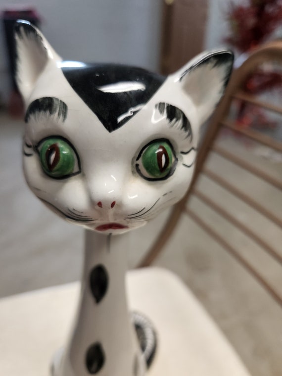 Mid Century Long Neck Ceramic Cat Made in Italy Etsy