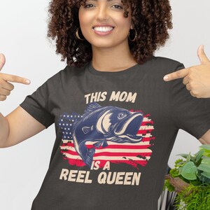 This Mom is a Reel Queen Shirt, Largemouth Bass Mother Gift, Funny Bass Fishing Shirt for Women, Bass Fishing Mother Shirt, Largemouth Bass