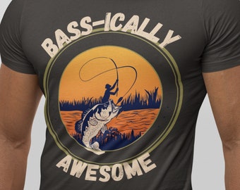 Bass-ically Awesome Shirt, Vintage Pastel Colors Bass Shirt, Bass Fishing Gift Shirt, Bass Fishing Enthusiast Shirt, Largemouth Bass Shirt