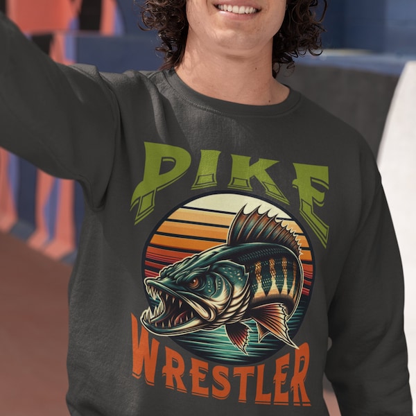 Comfort Colors Pike Wrestler Sweatshirt, Pike Lovers Funny Shirt, Pike Fishing Jumper, Pike Fishing Birthday Gift, Pike Pullover Shirt