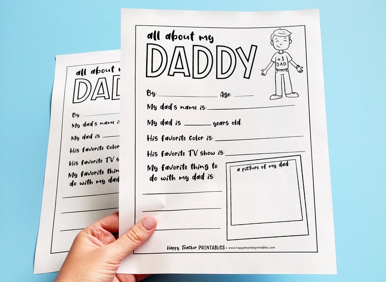 INSTANT DOWNLOAD Father's Day Printable, All About My Daddy Page ...