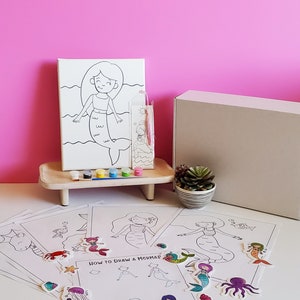 Art Party Paint Kit | DIY Birthday |Mermaid | Coloring Page | Summer |Paint | Craft | Party Favor | Kid&#39;s Activity | Craft Girl | Craft Kit