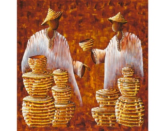 Original Africa Art, Basket Sellers. Giclée print on Hahnemühle archival fine art paper, Modern Wall Art Picture