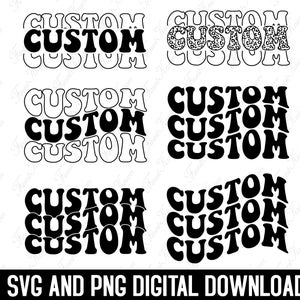 Custom Svg, Custom Wavy Stacked Svg, Customized Retro Wavy Text Svg, Personalized, Leopard Custom Svg, Svg File for Cricut, Digital Print