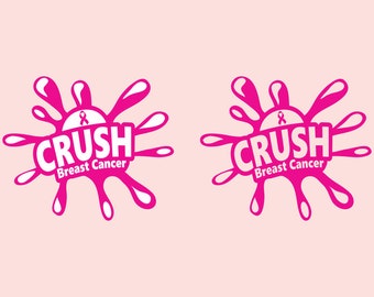 Crush Breast Cancer Ribbon SVG PNG: Awareness Cut File (Digital Download)
