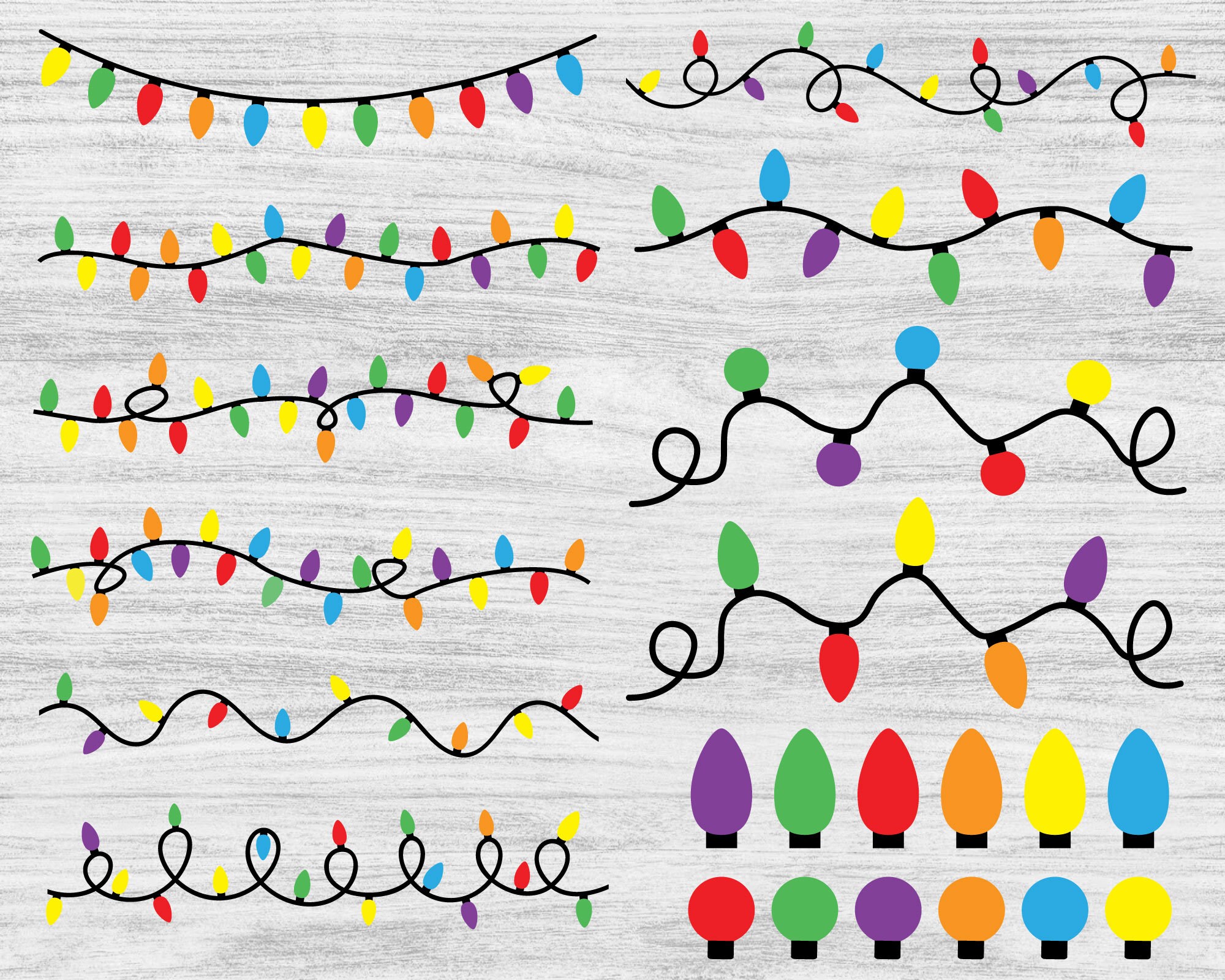 Christmas Lights SVG, PNG: String Light Vector Art (digital Download ...
