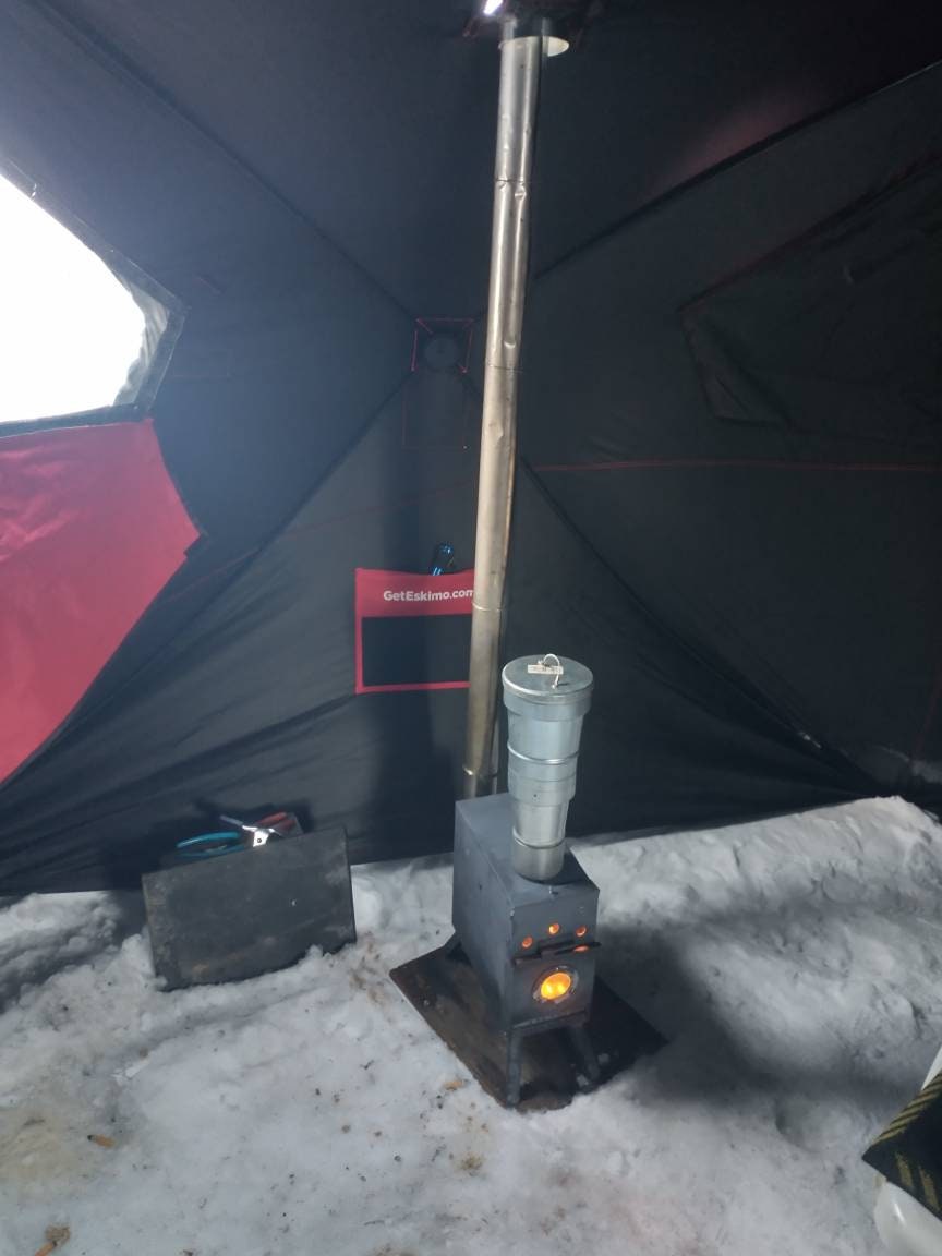 Survival Stove Gravity Fed Pellet Stove and Wood Burning Tent