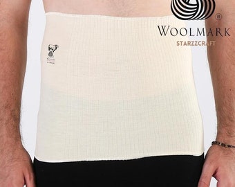 100 % Merino Wool Elastic Belt Wrap Thermotherapy UNISEX Stomach Warmer Therapeutic Healing Kidney Warmer. Back Pain Reliever, Wool Corset