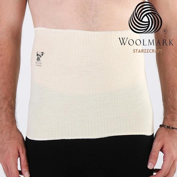 Elastischer Gürtelwickel aus 100 % Merinowolle, Thermotherapie, Unisex, Bauchwärmer, therapeutischer heilender Nierenwärmer. Rückenschmerzlinderndes Wollkorsett