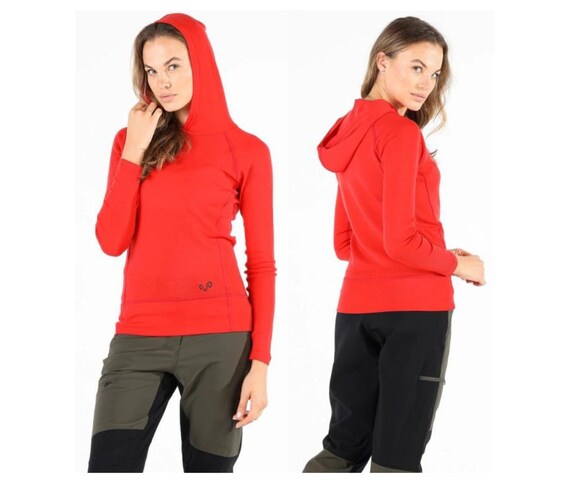 Merino Wool Womens Long Sleeve Hoodie Sweatshirt Outdoor Sport Wear Hoodie Outfit Rib Knit Thermal Hoodie Gift for Her 195GSM Etsy