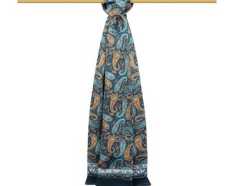 Pure Silk Scarf Men Patterned Luxury Neck Wraps Male Shawl Gift Handcrafted Elegant Foulard
