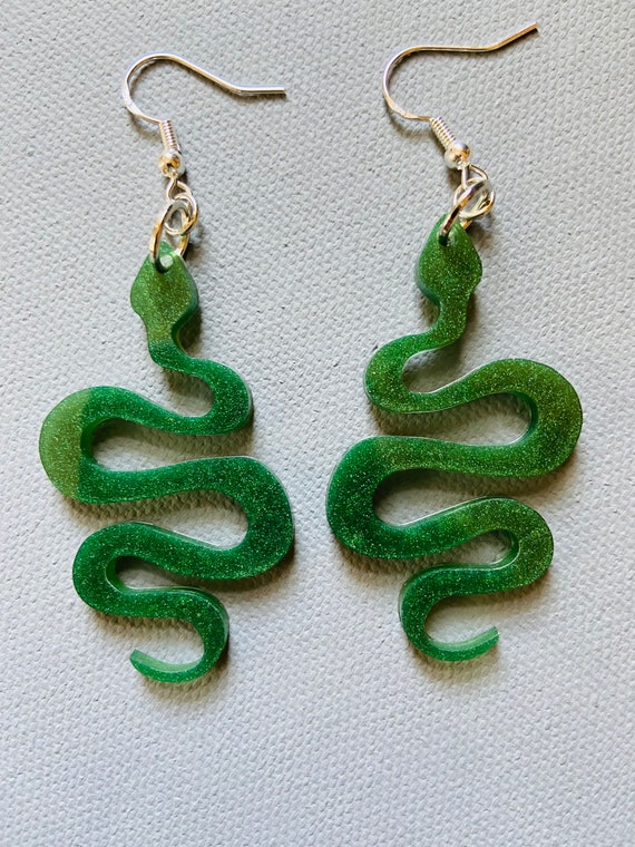 Green snake earrings deals