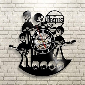 Reloj de pared divertido con disco de vinilo de The Beatles, decoración de habitación con música rock, arte de The Beatles, regalos de música rock, regalos de Navidad para él