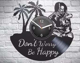 Bob Marley Disco de vinilo Reloj de pared negro Reggae King Decoración creativa para el hogar Música reggae Obra de arte jamaicana Regalo de aniversario para ella