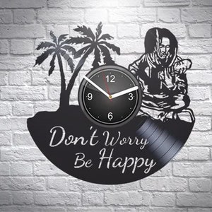 Bob Marley disque vinyle horloge murale noire Reggae King décoration créative pour la maison musique reggae oeuvre d'art jamaïcaine cadeau d'anniversaire pour elle
