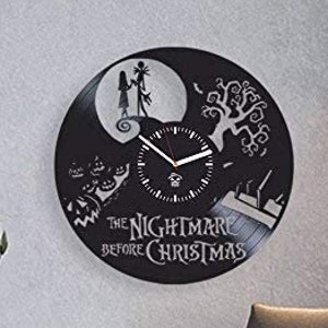 The Night Before Christmas Vinyl Record Wall Clock Cartoon Art Unique Room Decor Aesthetic Jack Skellington And Sally Art Housewarming Gift
