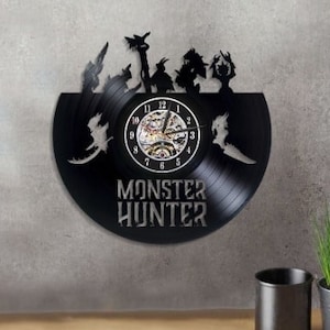 Monster Video Game Vinyl Record Clock Vintage Artwork for Game Room Unique Decor for Gamer Housewarming Gift for Him