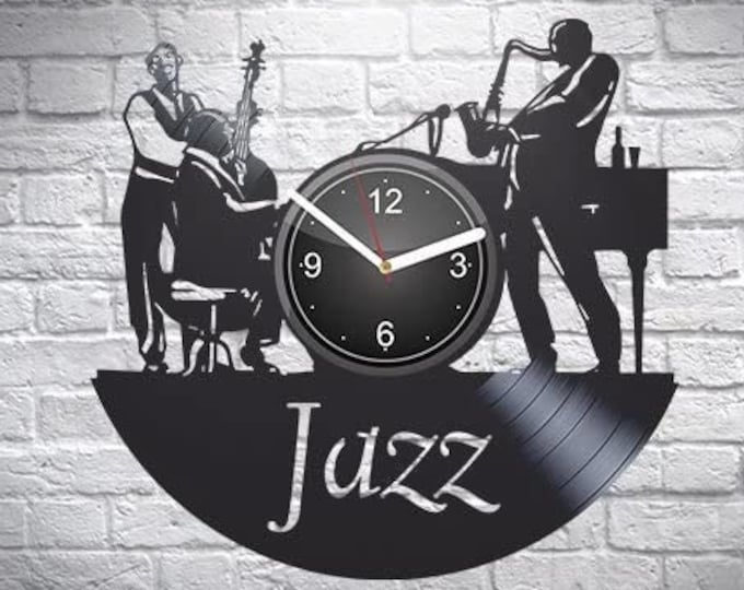 Jazz Schallplatte Vintage Wanduhr Jazz Band Dekor Musik Kunst für Zuhause Original Geschenk für Musikliebhaber Geburtstagsgeschenk für Mutter