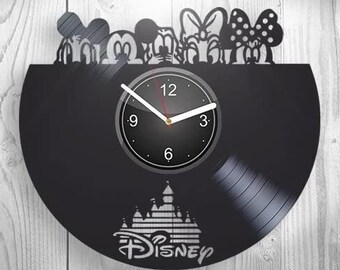 Mickey Mouse And Friends Vinyl Record Cute Wall Clock Nursery Decor Ideas Disneyland Art For Girl Wedding Gift For Couple