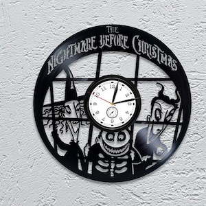 Nightmare Before Christamass Vinyl Record Clock Spooky Decor For Kids Wall Art For Kindergarten Jack And Sally Wall Decor New Year Gift Idea