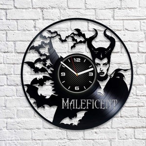 Maleficent Vinyl Record Large Wall Clock Movie Wall Art Maleficent Room Decor Maleficent Art Winter Holiday Gift Idea