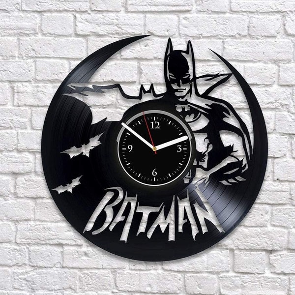 Disque vinyle Dark Knight horloge silencieuse DC Comics art mural bandes dessinées vintage livres décoration super-héros pour chambre d'enfants cadeau de nouvel an pour lui