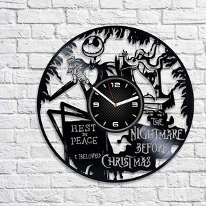 Jack Skellington and Zero Vinyl Record Clock Zero Art Nightmare Before Christmas Wall Decor Cartoon Gift For Kid Anniversary Gift For Friend