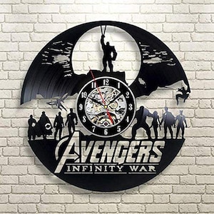 Avengers Vinyl Record Large Wall Clock Marvels Art Work Cool Kids Room Decor Superhero Gifts For Boys Christmas Gift For Friend