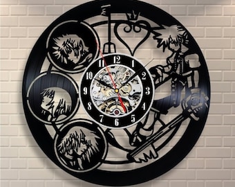 Kingdom Hearts Vinyl Record Wall Clock Large Wall Décor for Kids Room Modern Disneyworld Art Birthday Gift Idea for Son