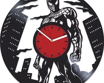 Spider-Man City Vinyl Record Handmade Wall Clock Comics Superhero Decor Creative Bedroom Wall Art Idea Anniversary Gift For Him